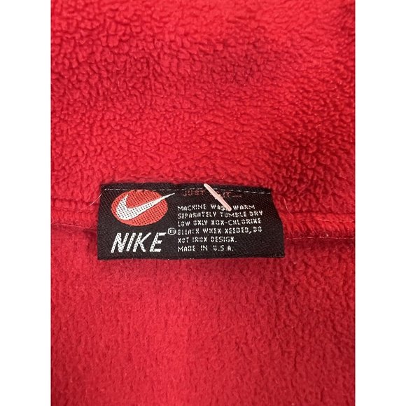 Vintage Nike Mens MD Sweater Red Fleece 1/4 Zip Long Sleeve Classic Logo Swoosh - Picture 8 of 8